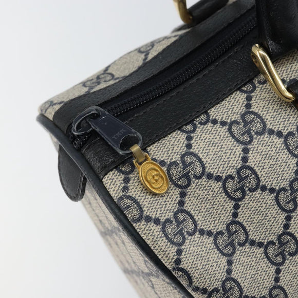 GUCCI GG Supreme Sherry Line Boston Bag PVC Navy Gold Red Auth 148161