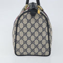 GUCCI GG Supreme Sherry Line Boston Bag PVC Navy Gold Red Auth 148161-3