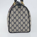 GUCCI GG Supreme Sherry Line Boston Bag PVC Navy Gold Red Auth 148161-4