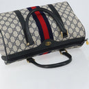 GUCCI GG Supreme Sherry Line Boston Bag PVC Navy Gold Red Auth 148161-6