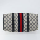 GUCCI GG Supreme Sherry Line Boston Bag PVC Navy Gold Red Auth 148161-5