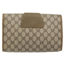 GUCCI GG Supreme Web Sherry Line Clutch Bag PVC Beige Gold 89 01 030 Auth 148162-3