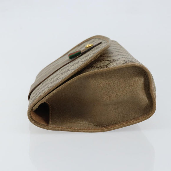 GUCCI GG Supreme Web Sherry Line Clutch Bag PVC Beige Gold 89 01 030 Auth 148162