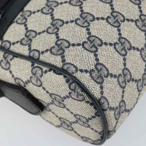 GUCCI GG Supreme Sherry Line Shoulder Bag PVC Navy Gold Auth 148163