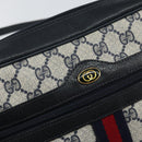 GUCCI GG Supreme Sherry Line Shoulder Bag PVC Navy Gold Auth 148163-17