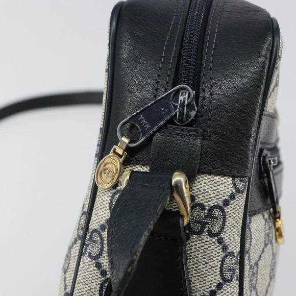 GUCCI GG Supreme Sherry Line Shoulder Bag PVC Navy Gold Auth 148163