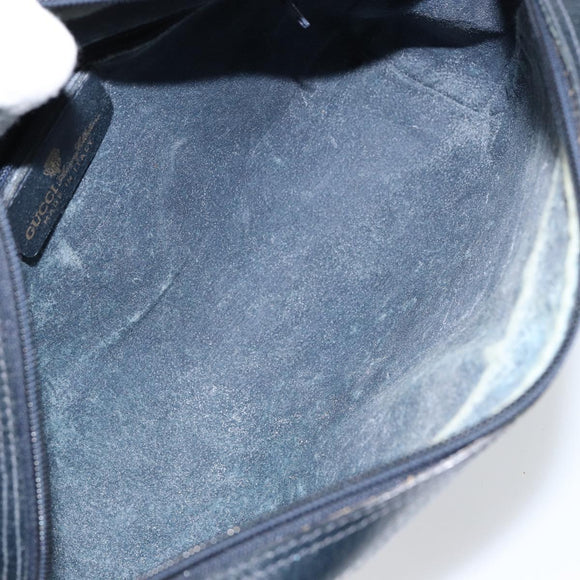 GUCCI GG Supreme Sherry Line Shoulder Bag PVC Navy Gold Auth 148163