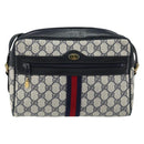 GUCCI GG Supreme Sherry Line Shoulder Bag PVC Navy Gold Auth 148163-13