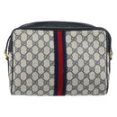 GUCCI GG Supreme Sherry Line Shoulder Bag PVC Navy Gold Auth 148163-2