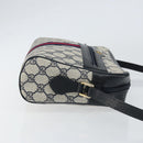 GUCCI GG Supreme Sherry Line Shoulder Bag PVC Navy Gold Auth 148163-3