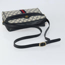 GUCCI GG Supreme Sherry Line Shoulder Bag PVC Navy Gold Auth 148163-7