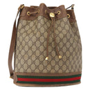 GUCCI GG Supreme Web Sherry Line Bag PVC Beige Gold 41 02 085 Auth 148164-1