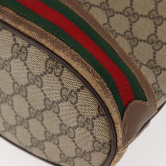 GUCCI GG Supreme Web Sherry Line Bag PVC Beige Gold 41 02 085 Auth 148164