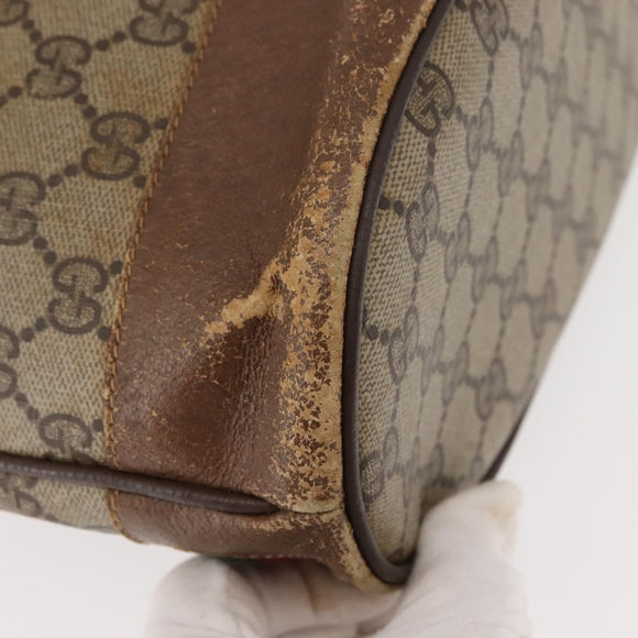 GUCCI GG Supreme Web Sherry Line Bag PVC Beige Gold 41 02 085 Auth 148164