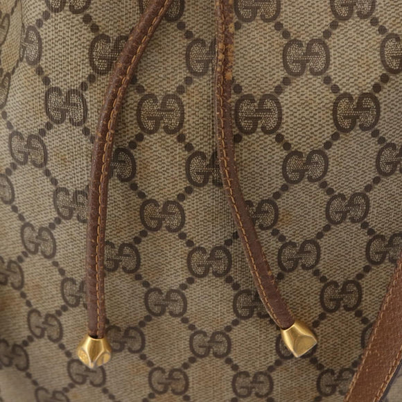 GUCCI GG Supreme Web Sherry Line Bag PVC Beige Gold 41 02 085 Auth 148164