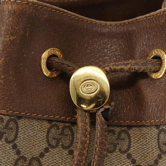 GUCCI GG Supreme Web Sherry Line Bag PVC Beige Gold 41 02 085 Auth 148164