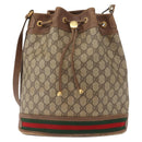 GUCCI GG Supreme Web Sherry Line Bag PVC Beige Gold 41 02 085 Auth 148164-2