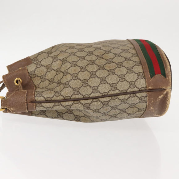 GUCCI GG Supreme Web Sherry Line Bag PVC Beige Gold 41 02 085 Auth 148164