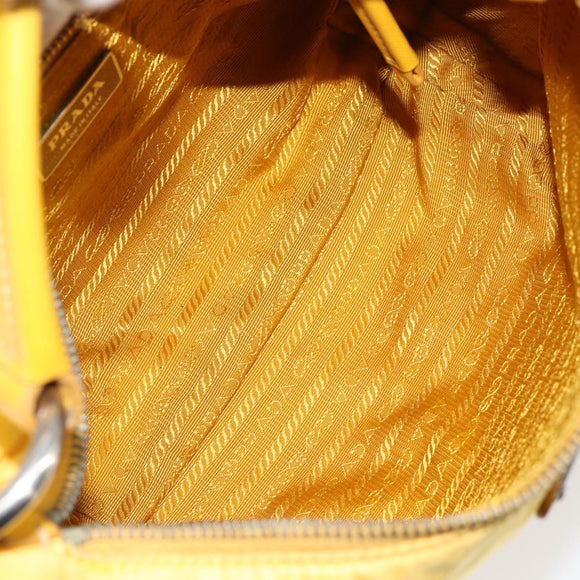 PRADA Shoulder Bag Nylon Yellow Silver Auth 148171