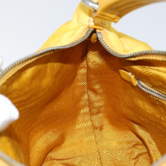 PRADA Shoulder Bag Nylon Yellow Silver Auth 148171