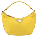 PRADA Shoulder Bag Nylon Yellow Silver Auth 148171-13