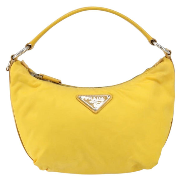 PRADA Shoulder Bag Nylon Yellow Silver Auth 148171