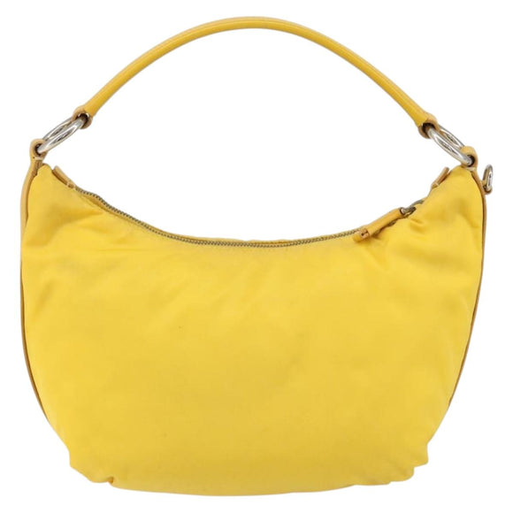 PRADA Shoulder Bag Nylon Yellow Silver Auth 148171