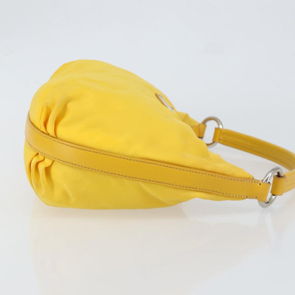 PRADA Shoulder Bag Nylon Yellow Silver Auth 148171