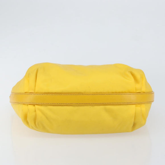 PRADA Shoulder Bag Nylon Yellow Silver Auth 148171