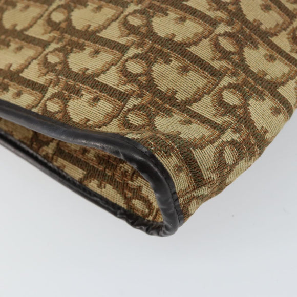 Christian Dior Trotter Canvas Shoulder Bag Beige Gold Auth 148173