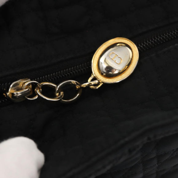 Christian Dior Canage Tote Bag Nylon Black Gold Auth 148174
