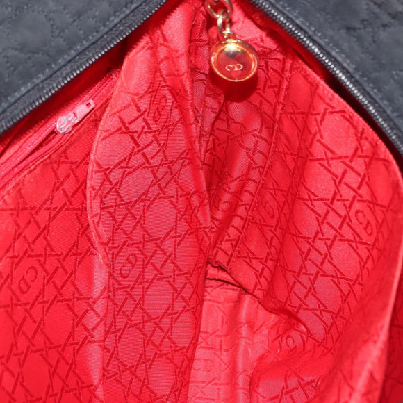 Christian Dior Canage Tote Bag Nylon Black Gold Auth 148174