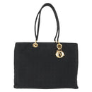 Christian Dior Canage Tote Bag Nylon Black Gold Auth 148174-2