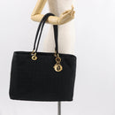 Christian Dior Canage Tote Bag Nylon Black Gold Auth 148174-23
