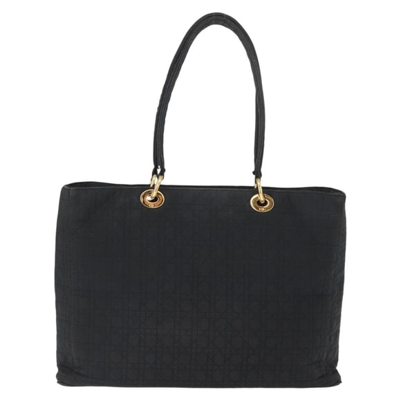 Christian Dior Canage Tote Bag Nylon Black Gold Auth 148174