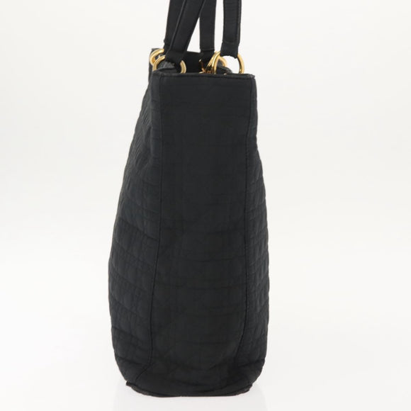 Christian Dior Canage Tote Bag Nylon Black Gold Auth 148174