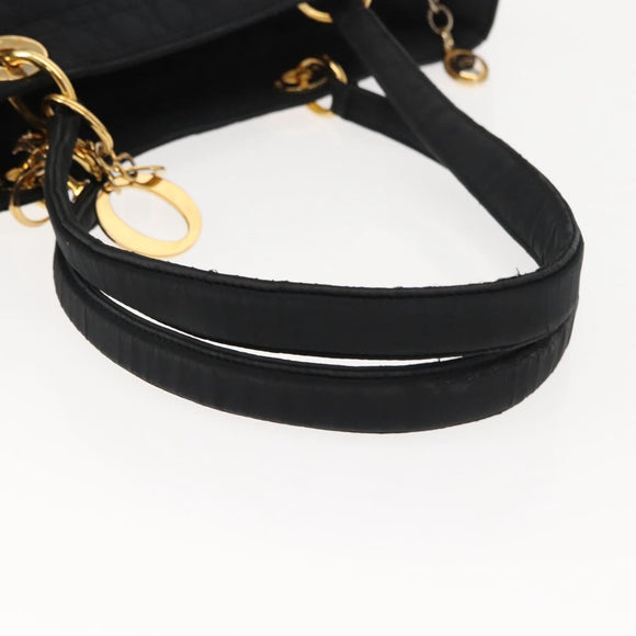 Christian Dior Canage Tote Bag Nylon Black Gold Auth 148174