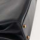 Salvatore Ferragamo Gancini Shoulder Bag Leather Navy Gold Auth 148175-9