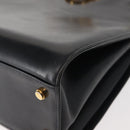 Salvatore Ferragamo Gancini Shoulder Bag Leather Navy Gold Auth 148175-14