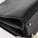 Salvatore Ferragamo Gancini Shoulder Bag Leather Navy Gold Auth 148175-15