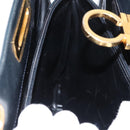 Salvatore Ferragamo Gancini Shoulder Bag Leather Navy Gold Auth 148175-18