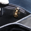 Salvatore Ferragamo Gancini Shoulder Bag Leather Navy Gold Auth 148175-19