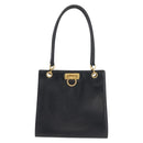 Salvatore Ferragamo Gancini Shoulder Bag Leather Navy Gold Auth 148175-13