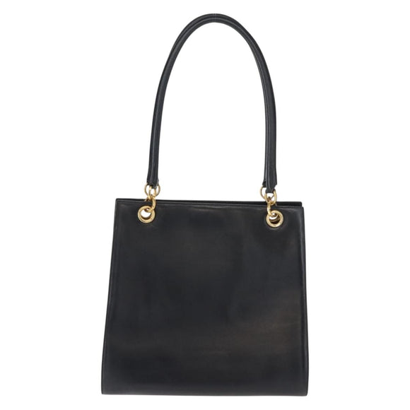 Salvatore Ferragamo Gancini Shoulder Bag Leather Navy Gold Auth 148175