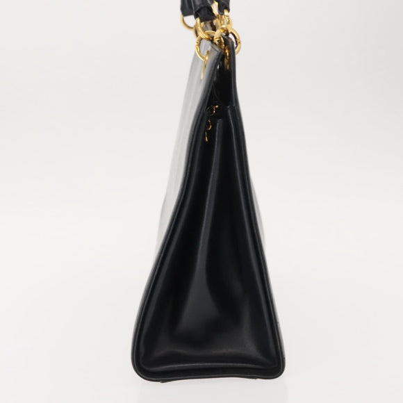 Salvatore Ferragamo Gancini Shoulder Bag Leather Navy Gold Auth 148175