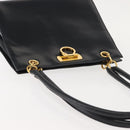 Salvatore Ferragamo Gancini Shoulder Bag Leather Navy Gold Auth 148175-6