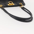 Salvatore Ferragamo Gancini Shoulder Bag Leather Navy Gold Auth 148175-7