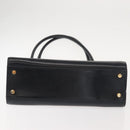 Salvatore Ferragamo Gancini Shoulder Bag Leather Navy Gold Auth 148175-5