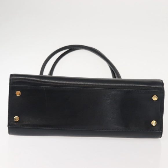 Salvatore Ferragamo Gancini Shoulder Bag Leather Navy Gold Auth 148175
