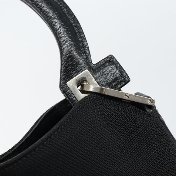 Salvatore Ferragamo Hand Bag Nylon Leather Black Silver Auth 148177